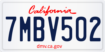 CA license plate 7MBV502