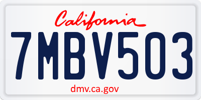 CA license plate 7MBV503