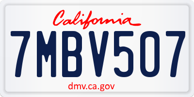 CA license plate 7MBV507