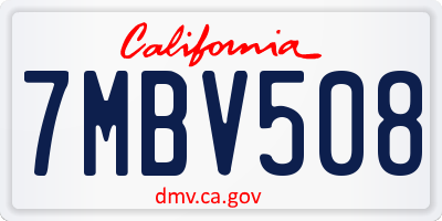 CA license plate 7MBV508