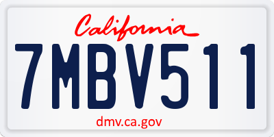 CA license plate 7MBV511