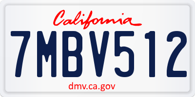 CA license plate 7MBV512