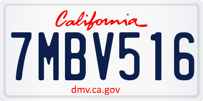 CA license plate 7MBV516