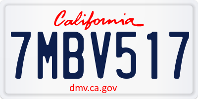 CA license plate 7MBV517