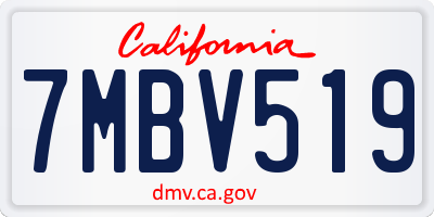 CA license plate 7MBV519