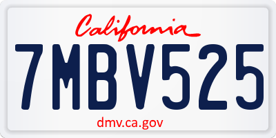 CA license plate 7MBV525