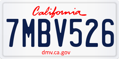 CA license plate 7MBV526