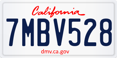 CA license plate 7MBV528