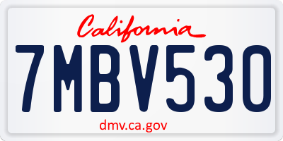 CA license plate 7MBV530