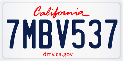 CA license plate 7MBV537