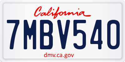 CA license plate 7MBV540