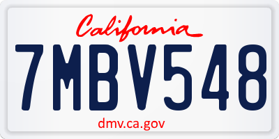 CA license plate 7MBV548
