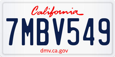 CA license plate 7MBV549