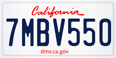 CA license plate 7MBV550