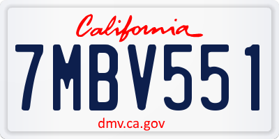 CA license plate 7MBV551