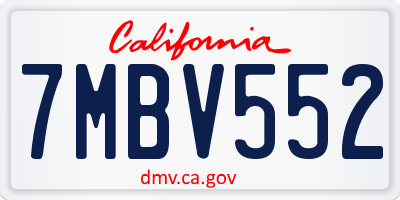CA license plate 7MBV552