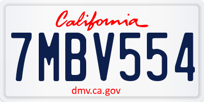 CA license plate 7MBV554