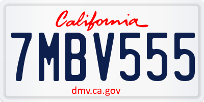 CA license plate 7MBV555