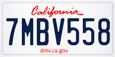 CA license plate 7MBV558