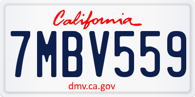 CA license plate 7MBV559