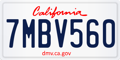 CA license plate 7MBV560
