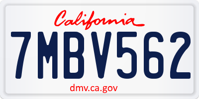 CA license plate 7MBV562