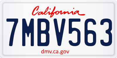 CA license plate 7MBV563