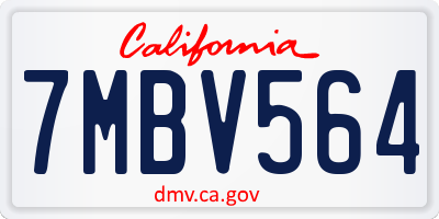 CA license plate 7MBV564