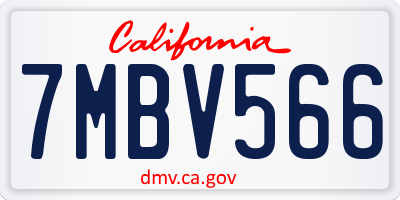 CA license plate 7MBV566