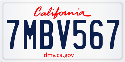 CA license plate 7MBV567