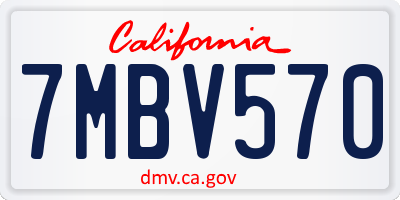 CA license plate 7MBV570