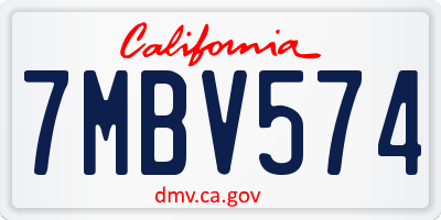 CA license plate 7MBV574