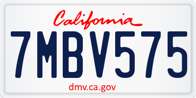 CA license plate 7MBV575