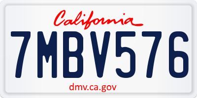 CA license plate 7MBV576