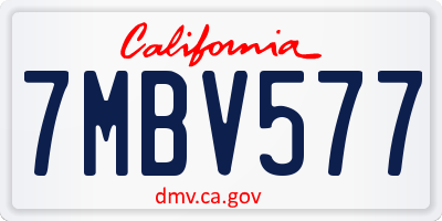 CA license plate 7MBV577
