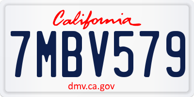 CA license plate 7MBV579