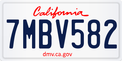 CA license plate 7MBV582