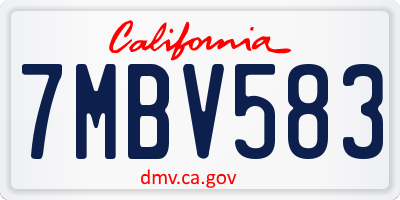 CA license plate 7MBV583