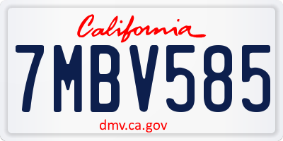 CA license plate 7MBV585