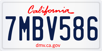 CA license plate 7MBV586