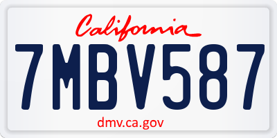 CA license plate 7MBV587