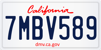 CA license plate 7MBV589