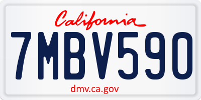 CA license plate 7MBV590