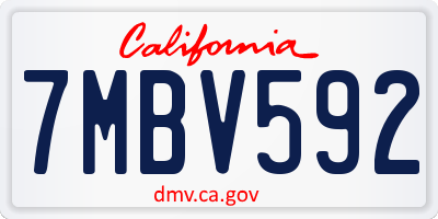 CA license plate 7MBV592