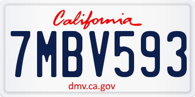 CA license plate 7MBV593