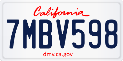 CA license plate 7MBV598