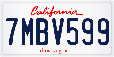 CA license plate 7MBV599