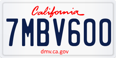 CA license plate 7MBV600
