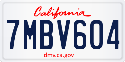 CA license plate 7MBV604