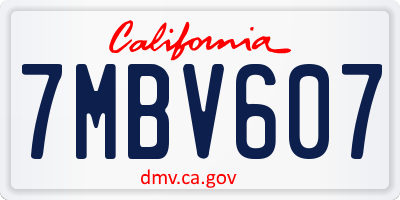CA license plate 7MBV607
